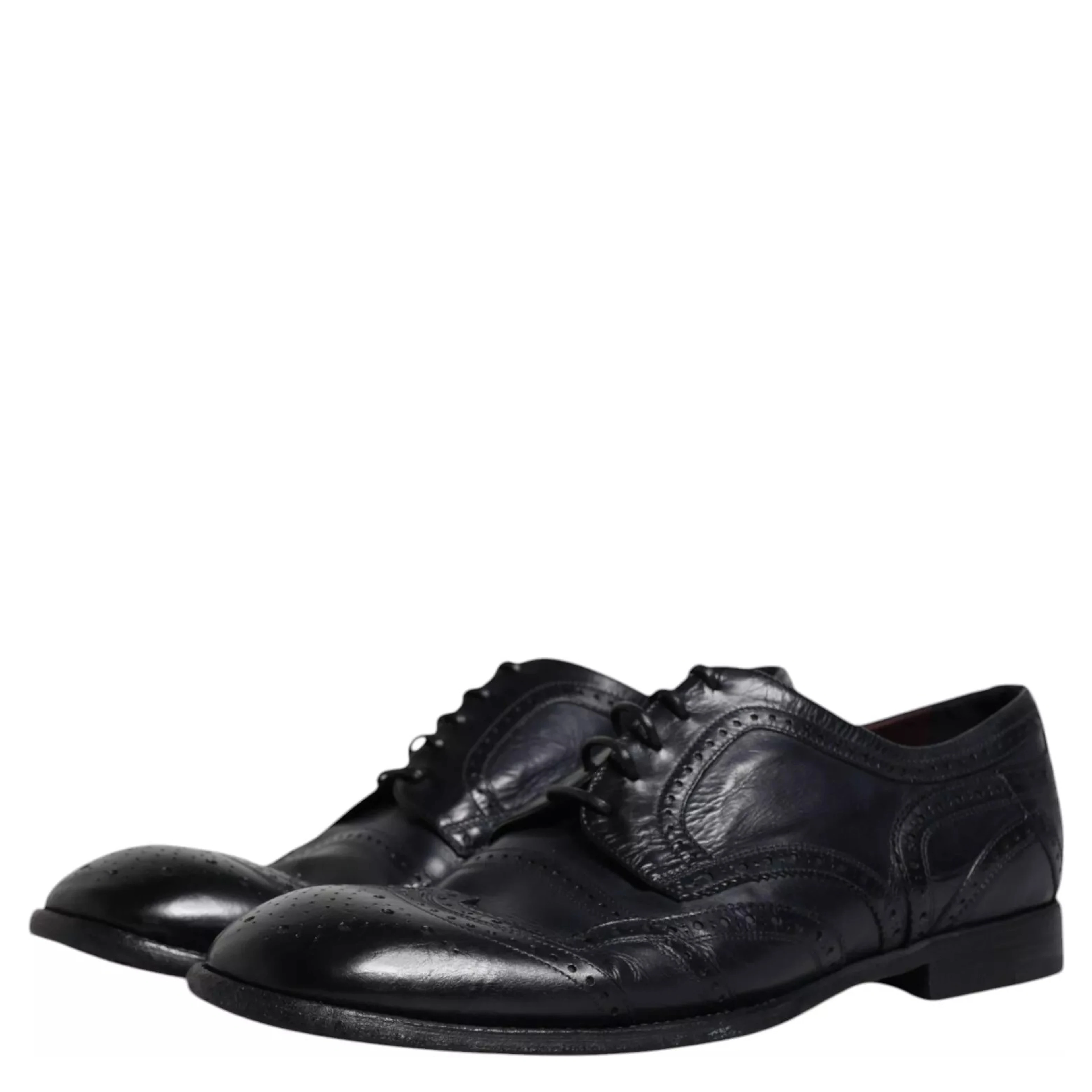 Dark Blue Leather Derby Wingtip Formal Shoes