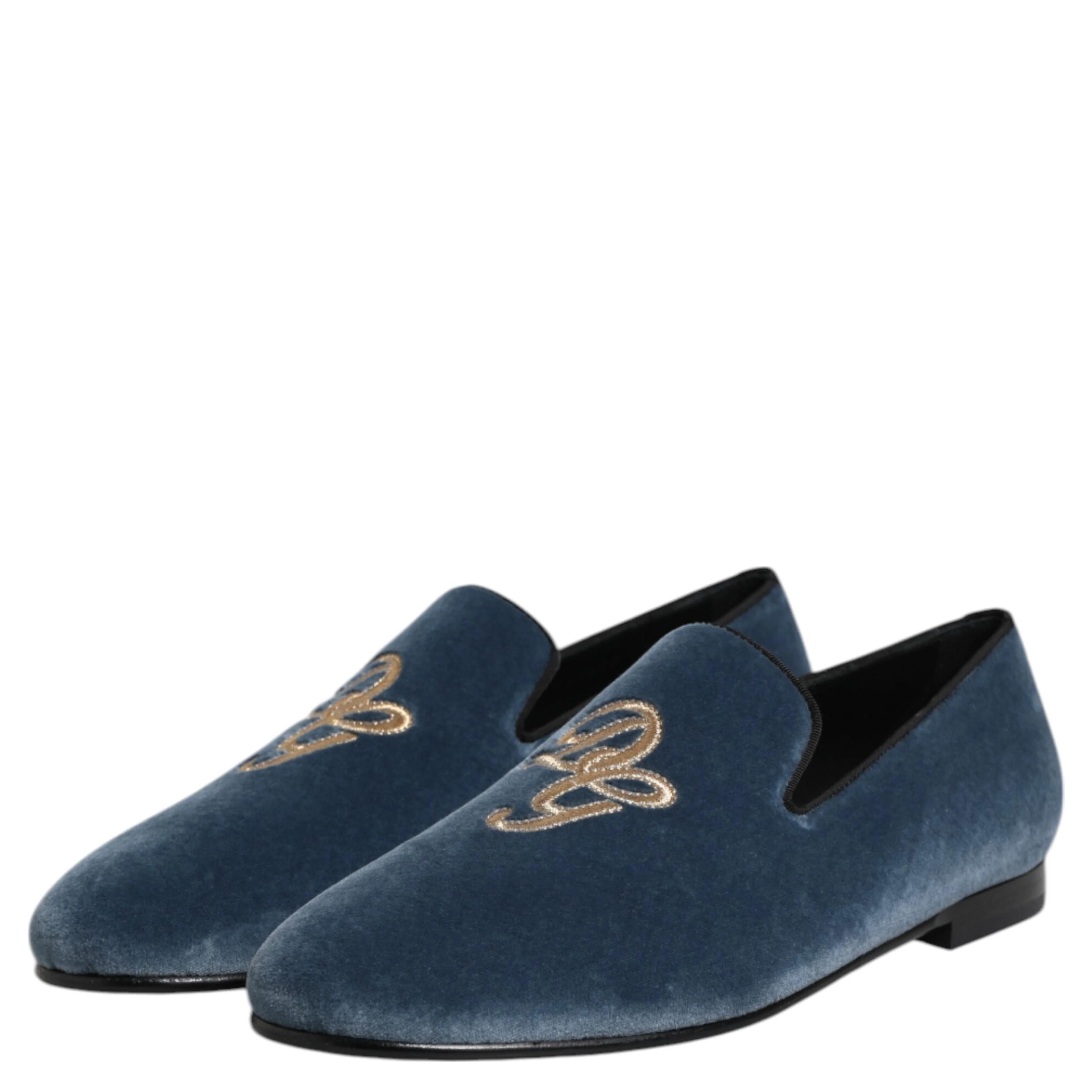 Blue Velvet DG Logo Loafers Formal Shoes