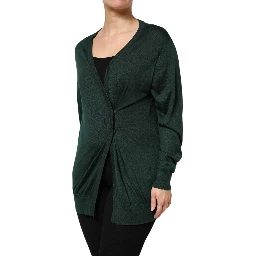 Dark Green Cashmere Silk Cardigan Sweater