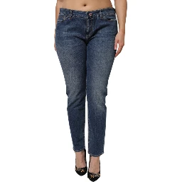 Blue Low Waist Cotton Skinny Denim Jeans