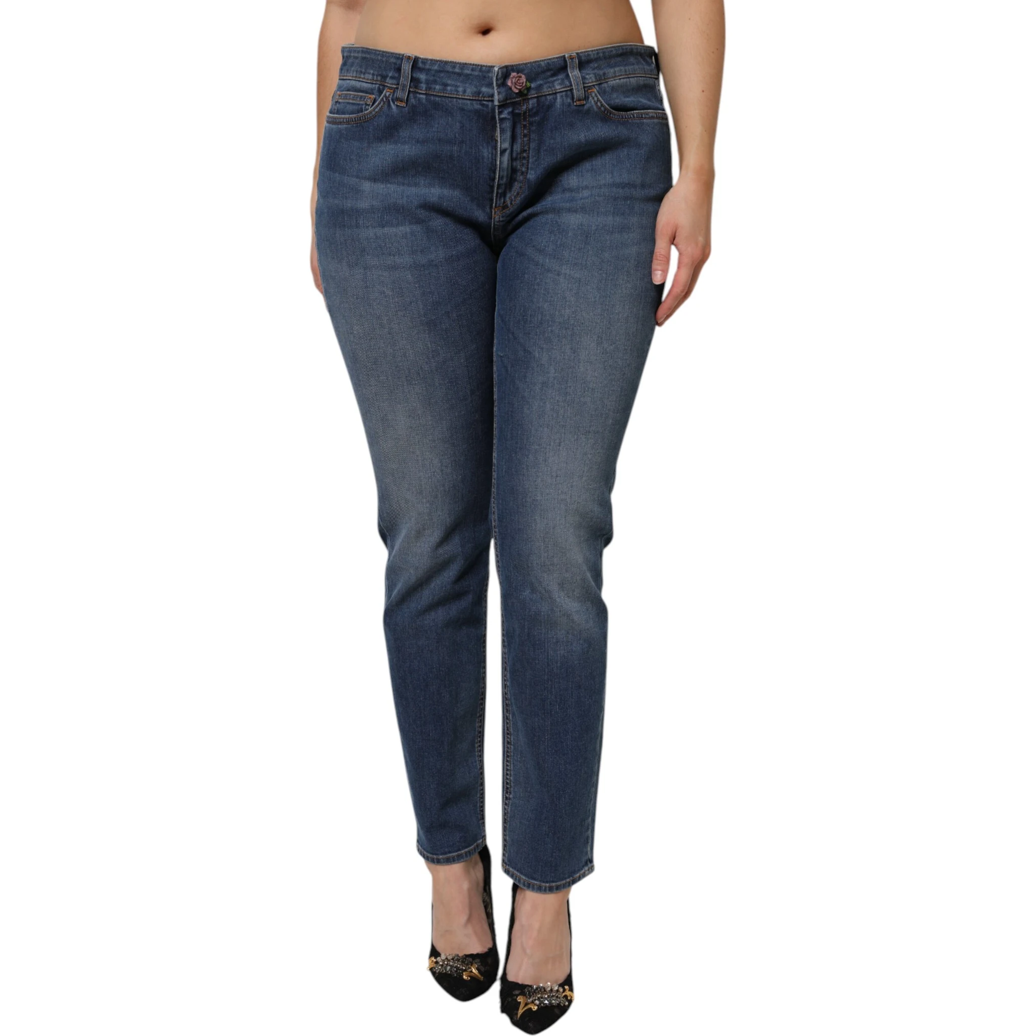 Blue Low Waist Cotton Skinny Denim Jeans