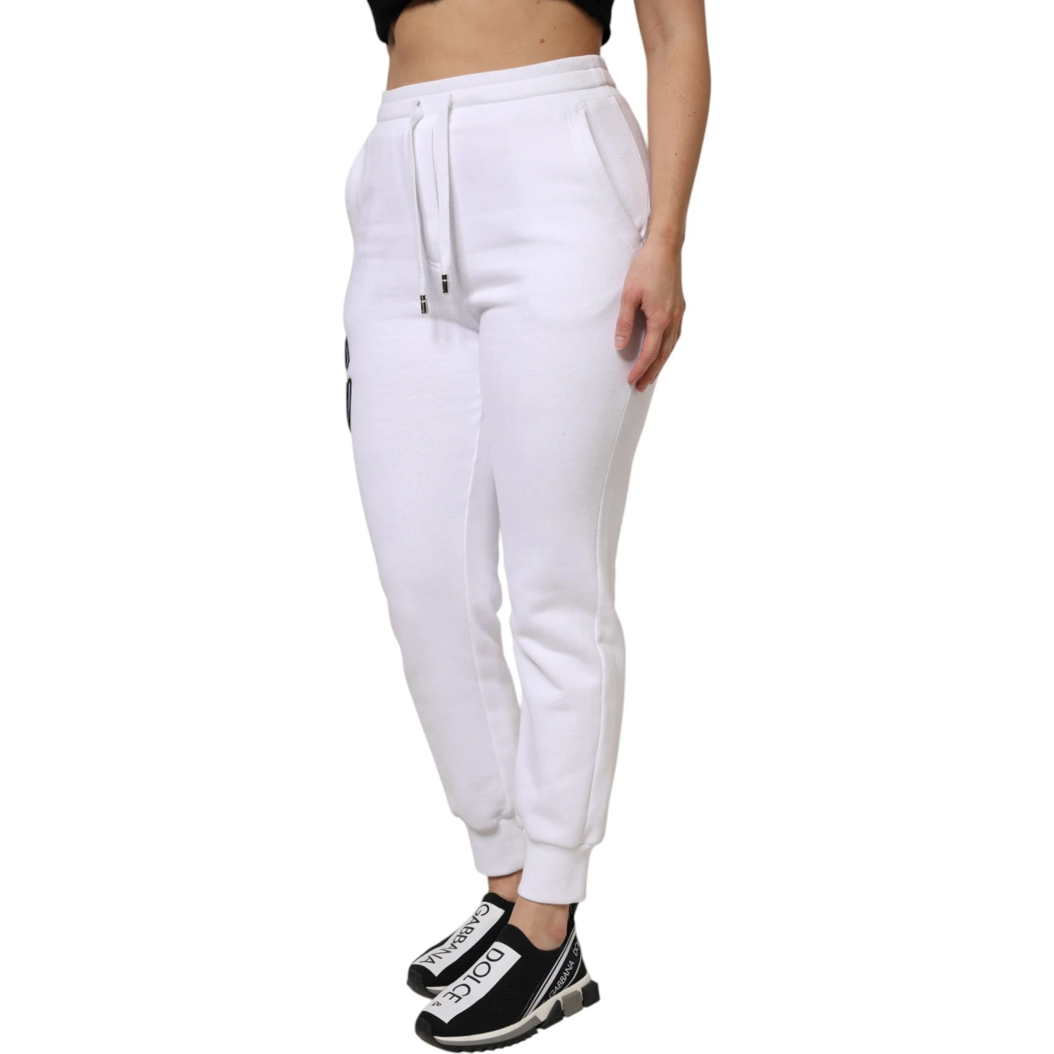 White Cotton Stretch Jogger Sweatpants Pants