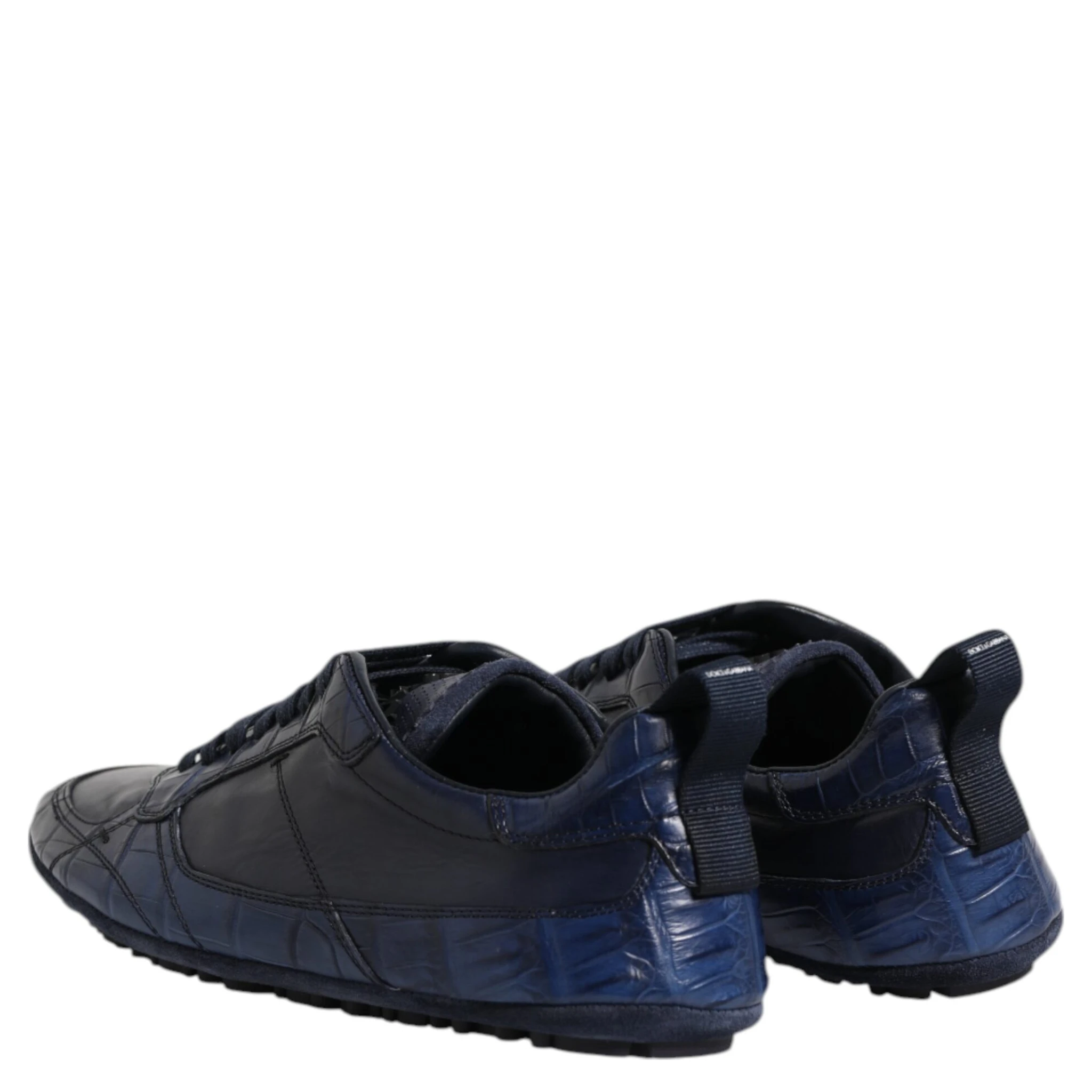 Dark Blue Leather Low Top Men Sneakers Shoes