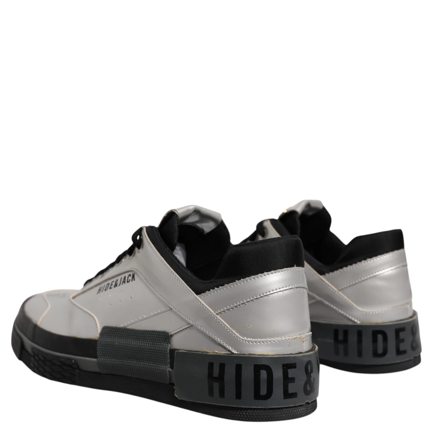 Metallic Silver Low Top Lace Up Sneakers Shoes