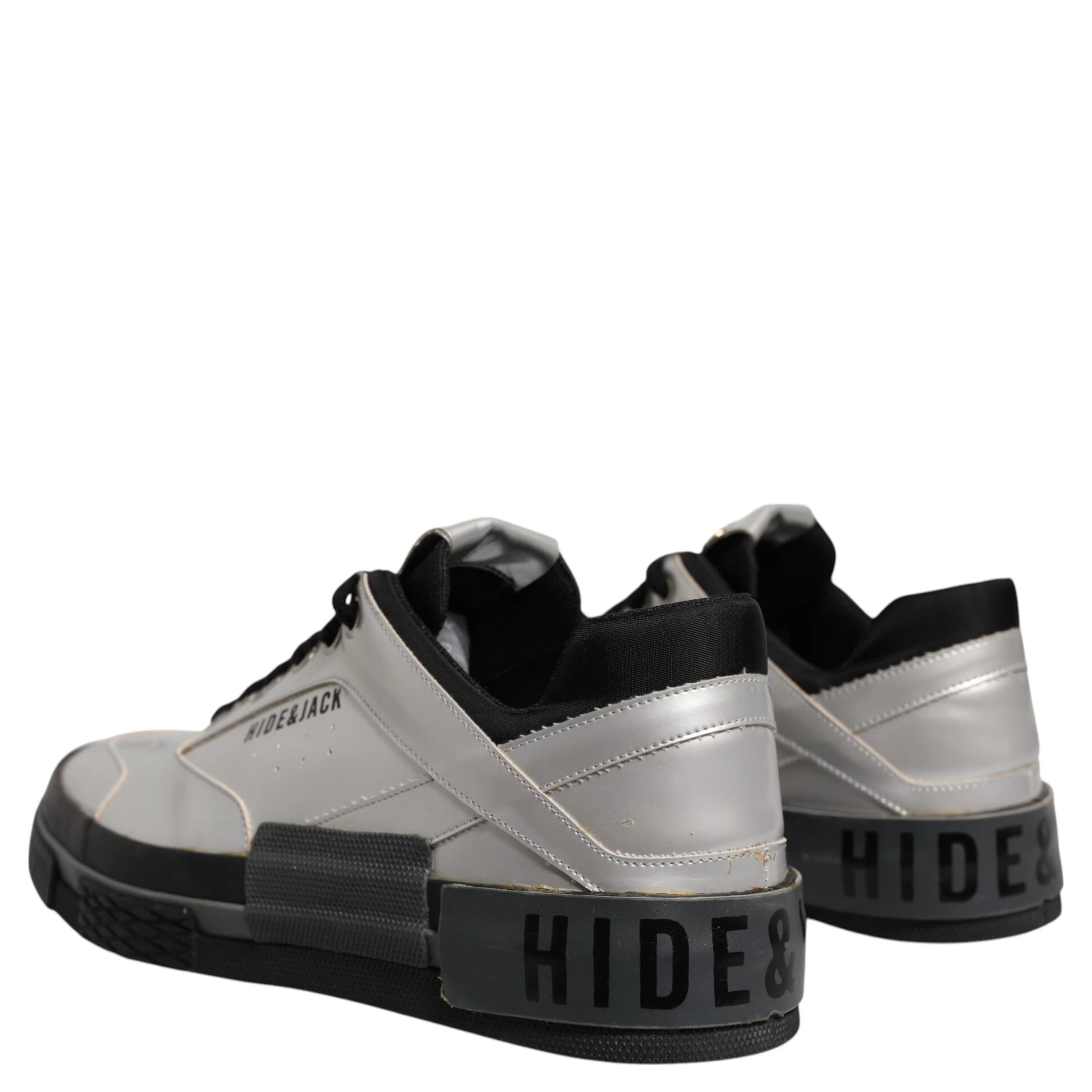 Metallic Silver Low Top Lace Up Sneakers Shoes