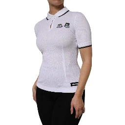 White Cotton Short Sleeves Collared Polo Top