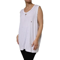 White Cotton Sleeveless Round Neck Tank Top