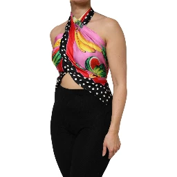 Multicolor Halter Party Evening Cropped Top