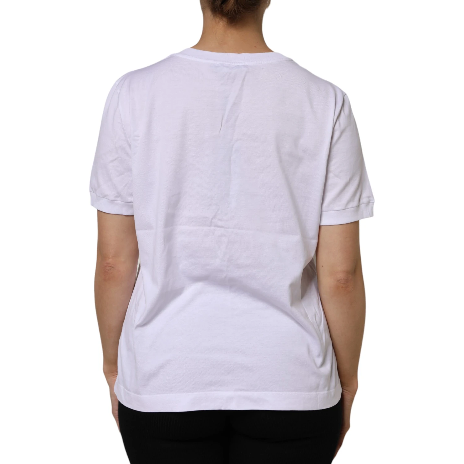 White Cotton Short Sleeve Round Neck T-shirt