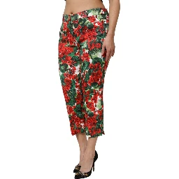 Multicolor Floral Print Cropped Pants