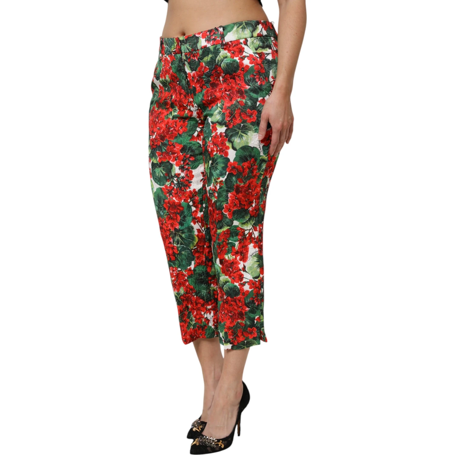 Multicolor Floral Print Cropped Pants