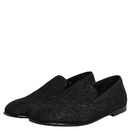 Black Jacquard Slip On Loafers Formal Shoes