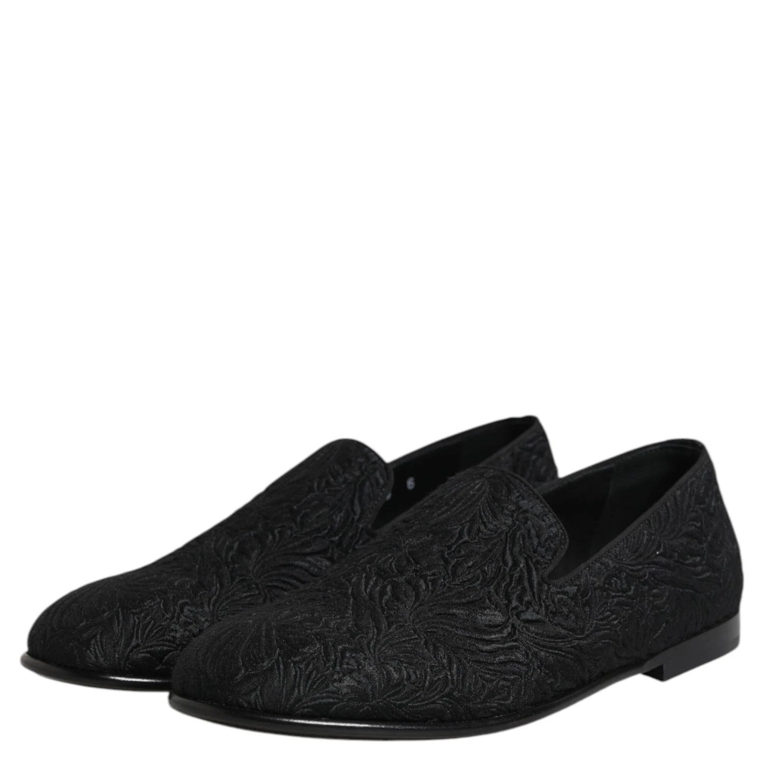 Black Jacquard Slip On Loafers Formal Shoes