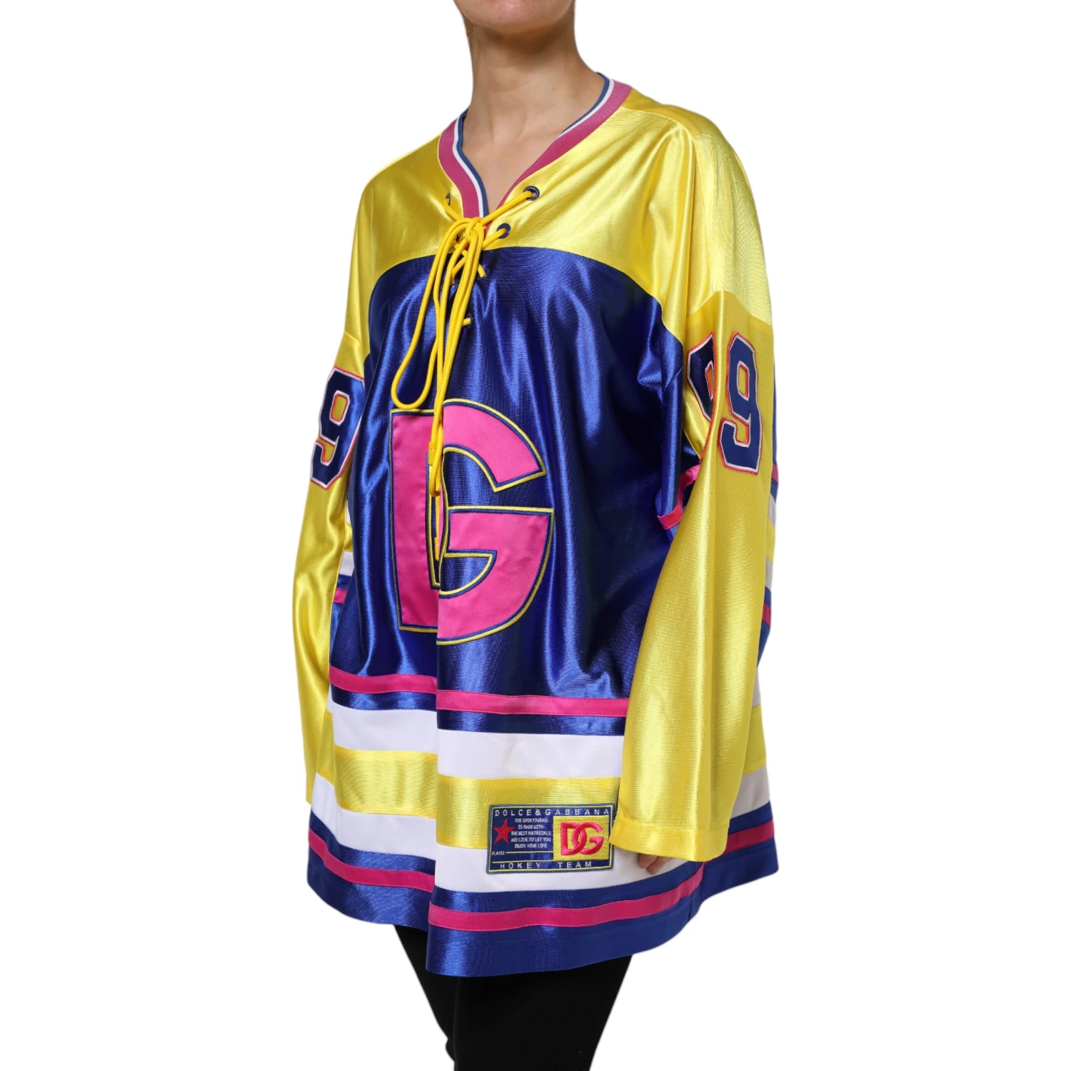 Multicolor Polyester Long Sleeves V-Neck Top