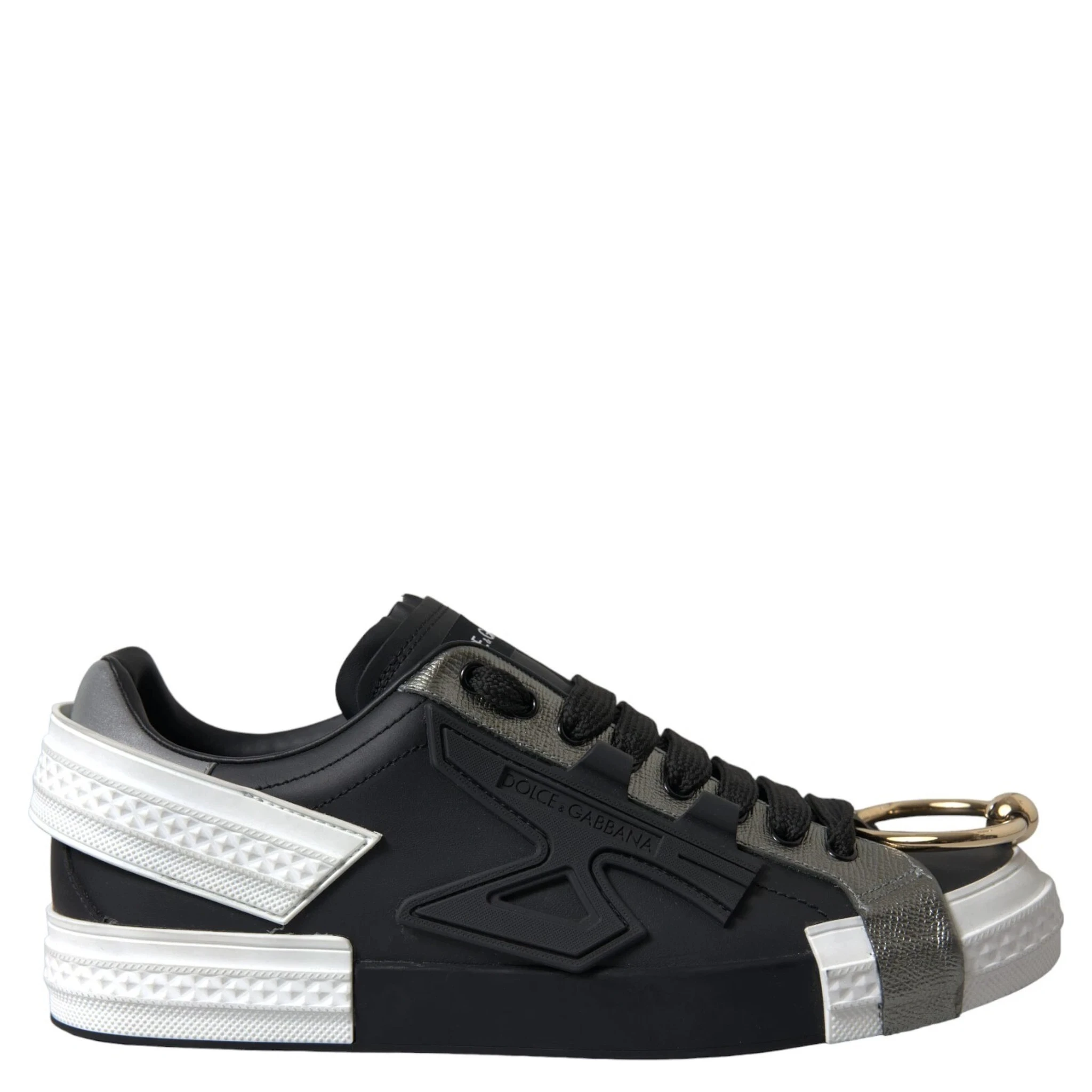 Black Leather Low Top Sneakers Portofino Shoes
