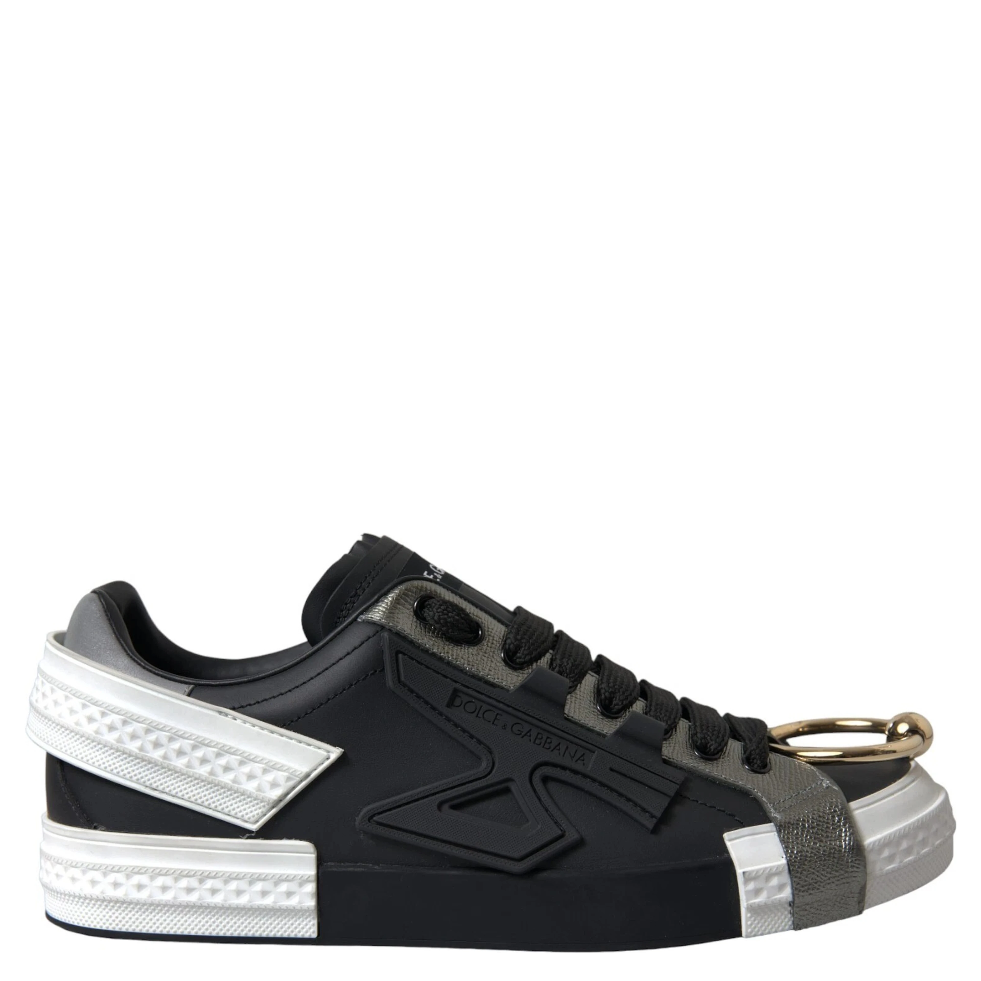 Black Leather Low Top Sneakers Portofino Shoes