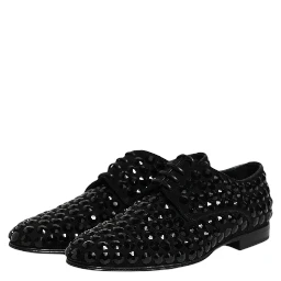 Black Suede Strass Derby Formal Shoes
