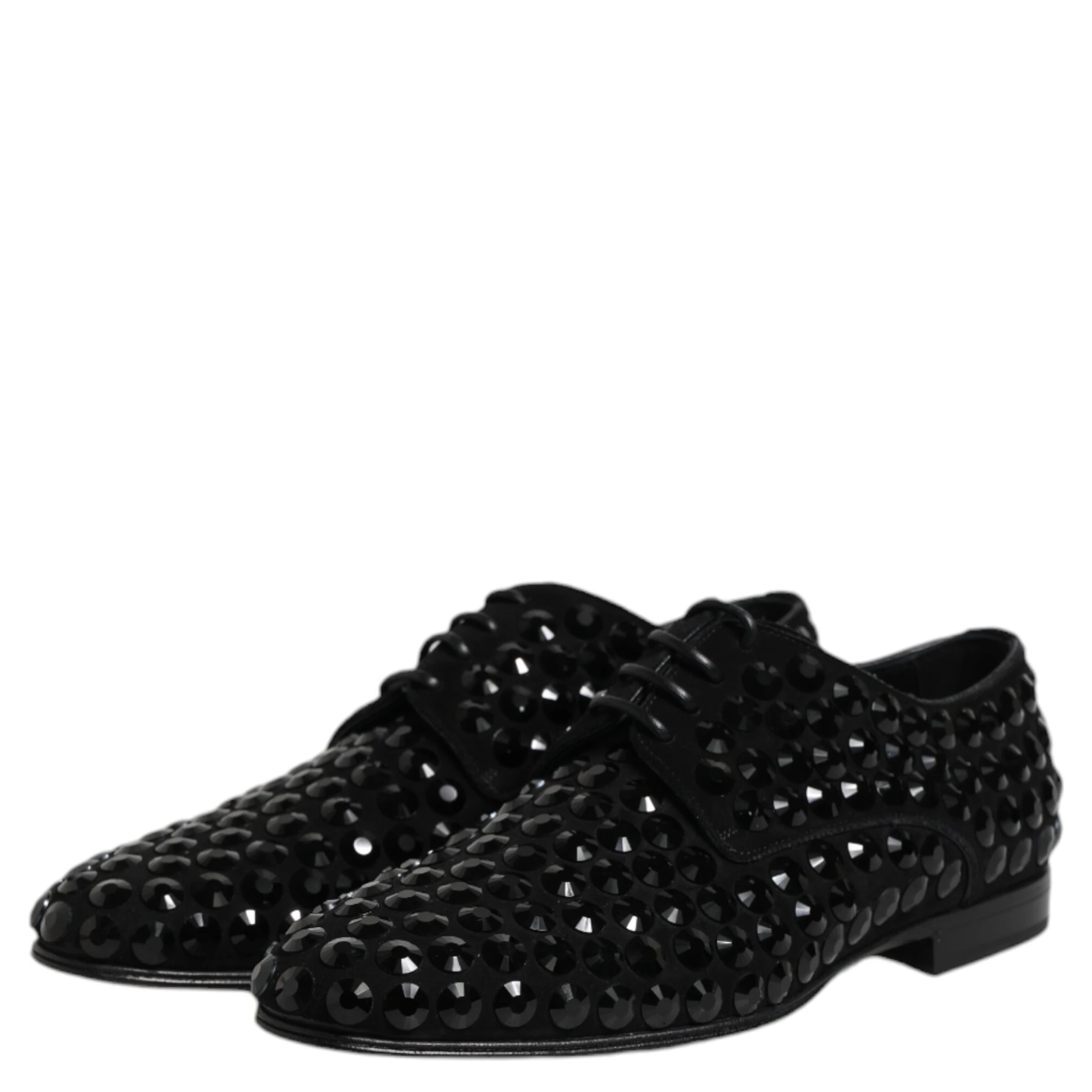 Black Suede Strass Derby Formal Shoes
