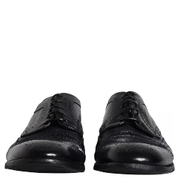Dark Blue Leather Derby Wingtip Formal Shoes