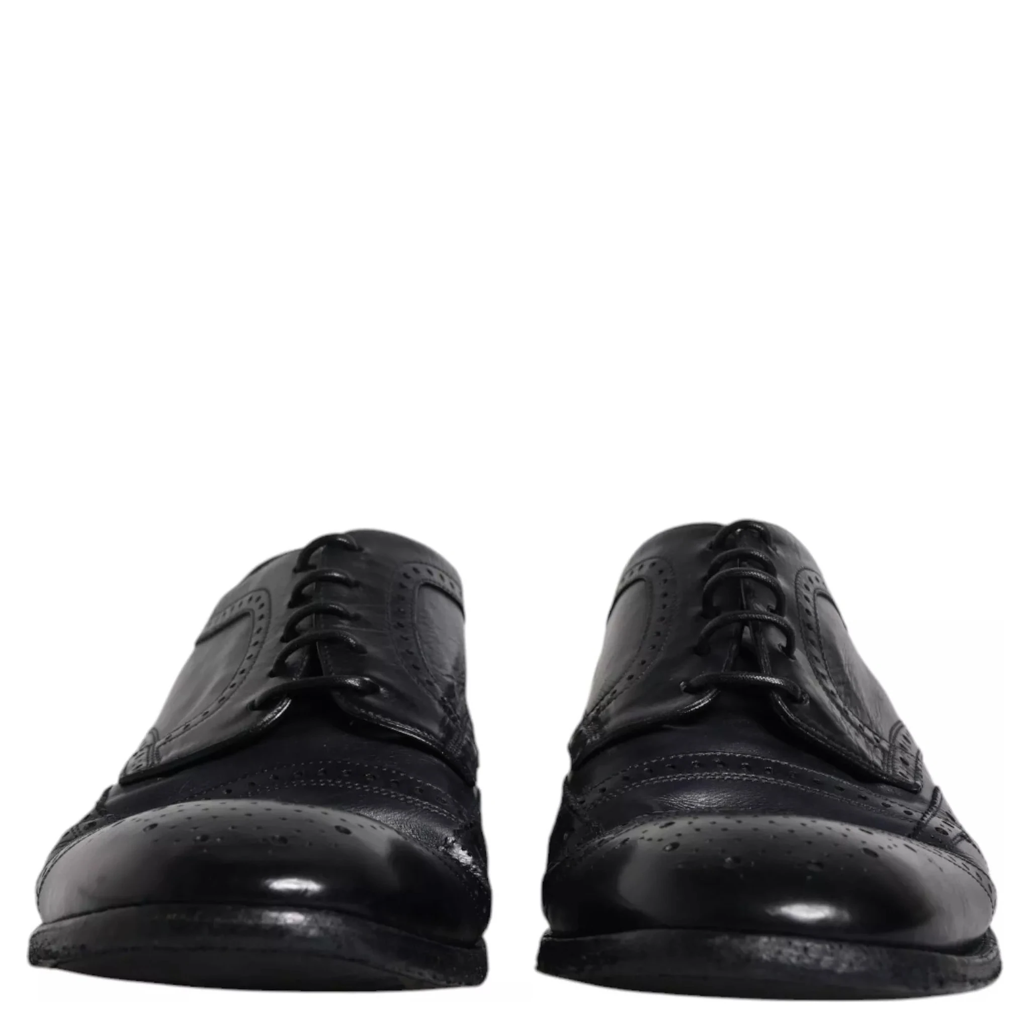 Dark Blue Leather Derby Wingtip Formal Shoes