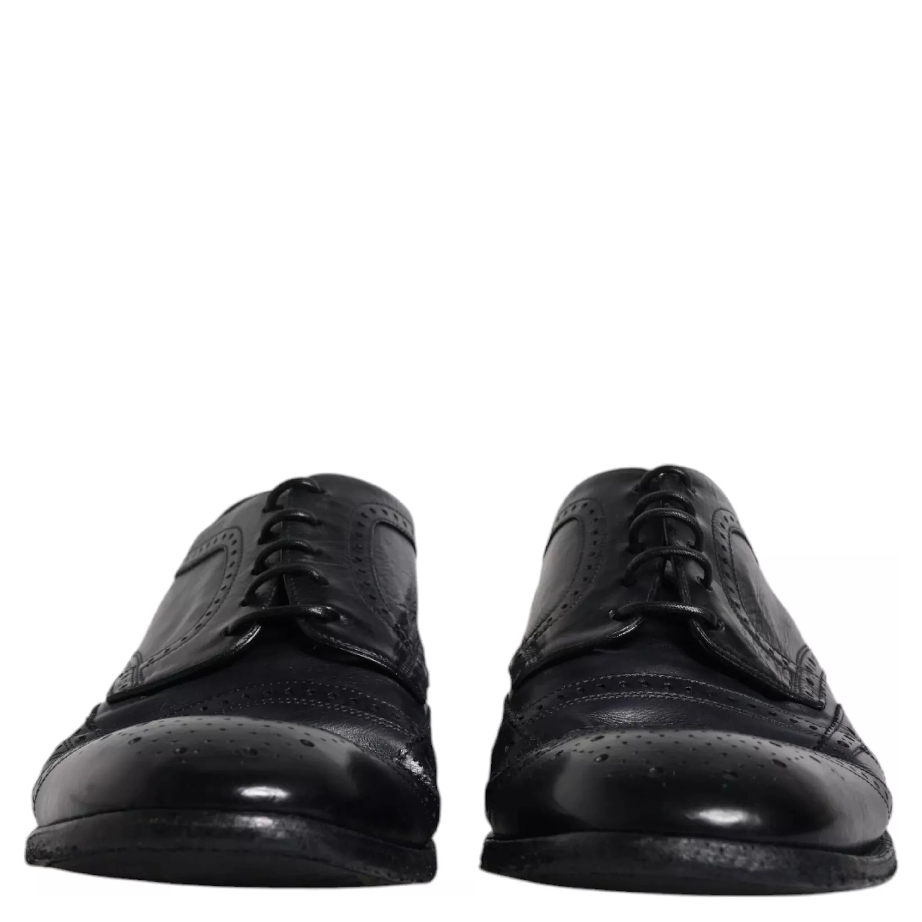 Dark Blue Leather Derby Wingtip Formal Shoes