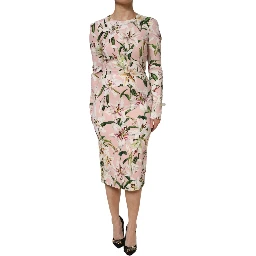 Pink Lily Viscose Sheath Stretch Midi Dress