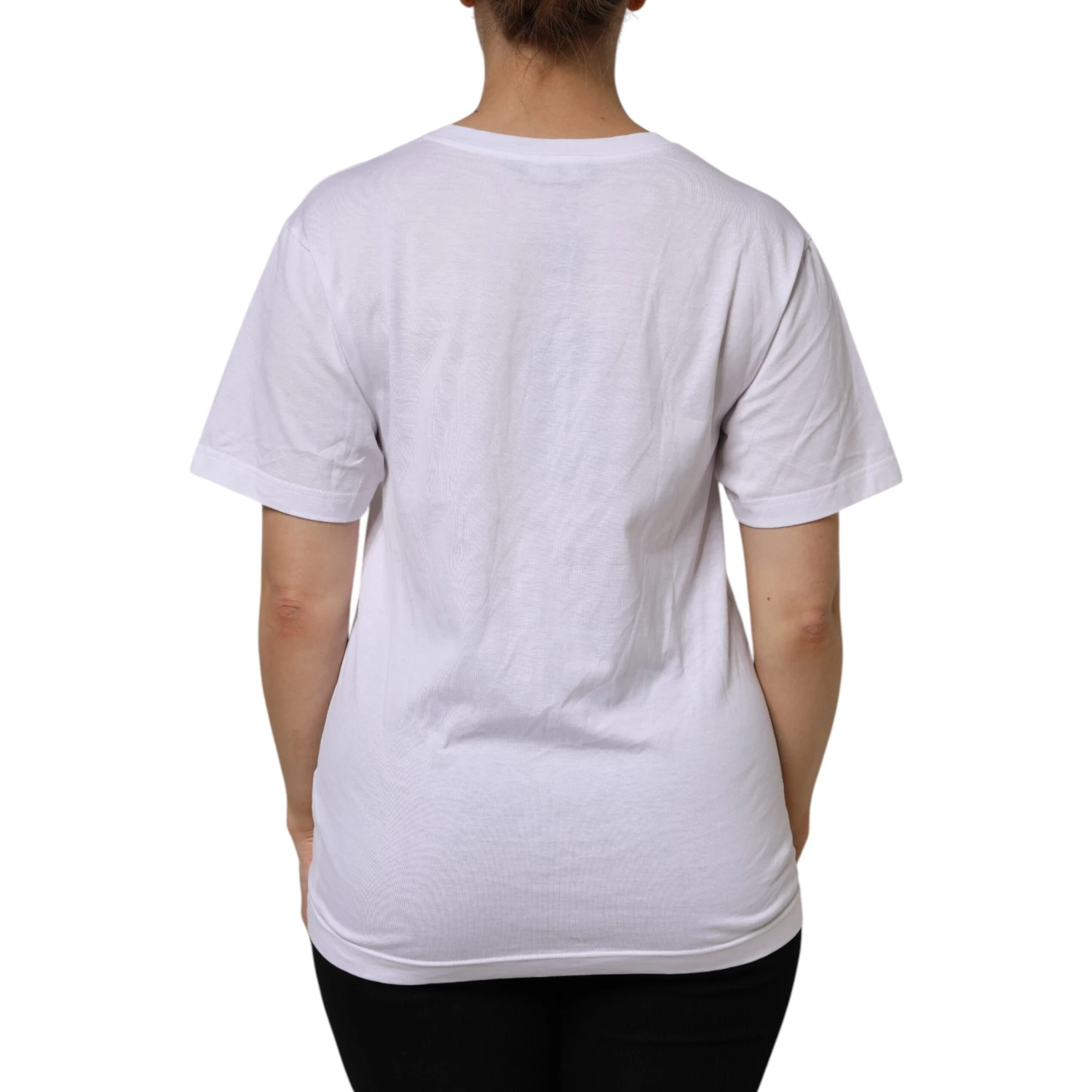 White Cotton Short Sleeve V-Neck Top T-shirt