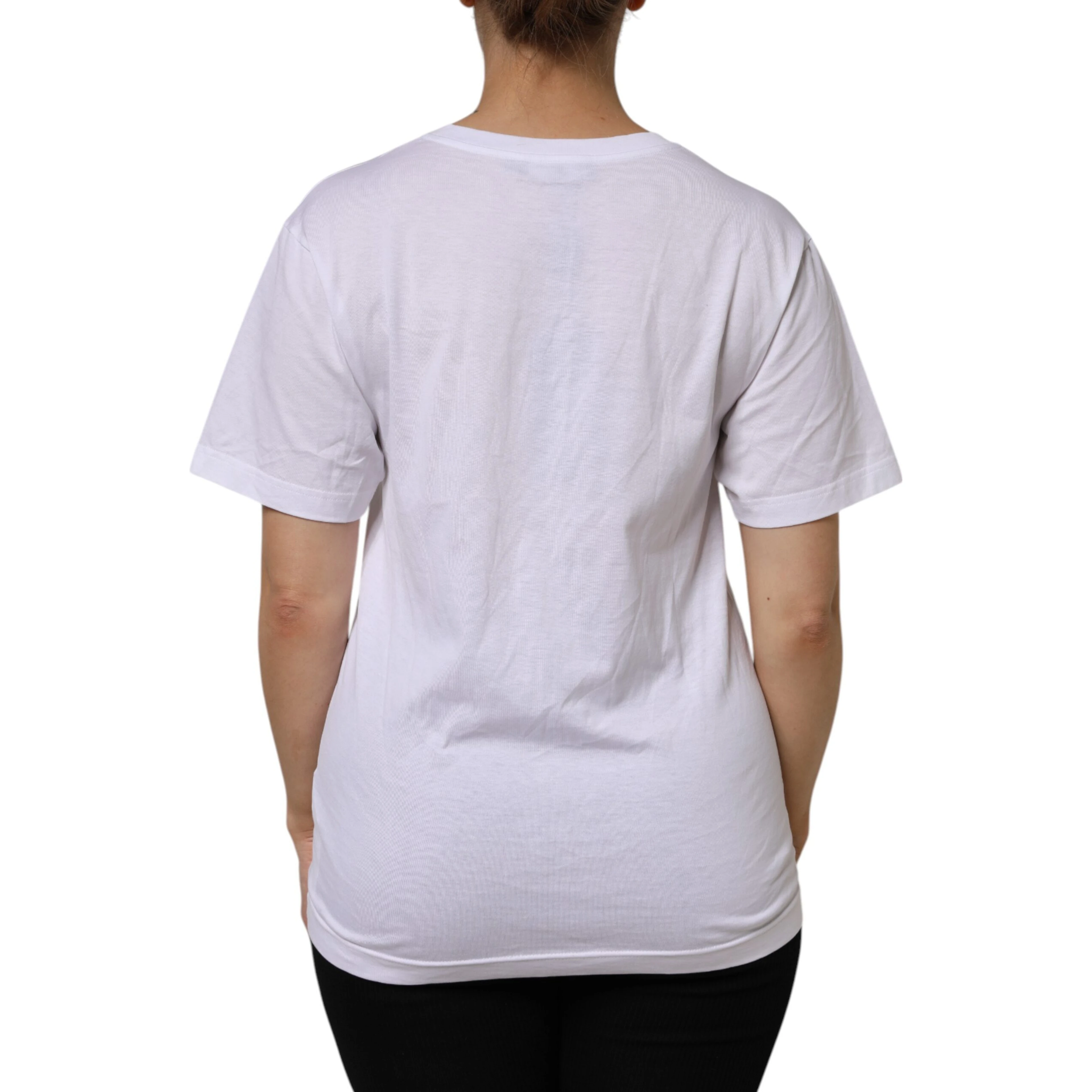 White Cotton Short Sleeve V-Neck Top T-shirt