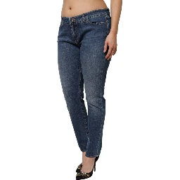 Blue Low Waist Cotton Skinny Denim Jeans