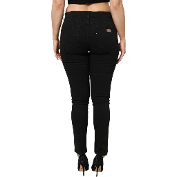 Black Cotton Mid Waist Denim Jeans
