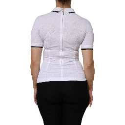 White Cotton Short Sleeves Collared Polo Top