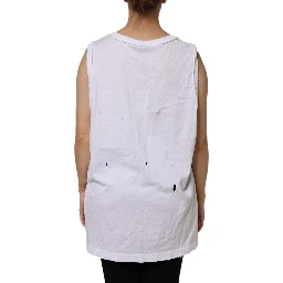 White Cotton Sleeveless Round Neck Tank Top