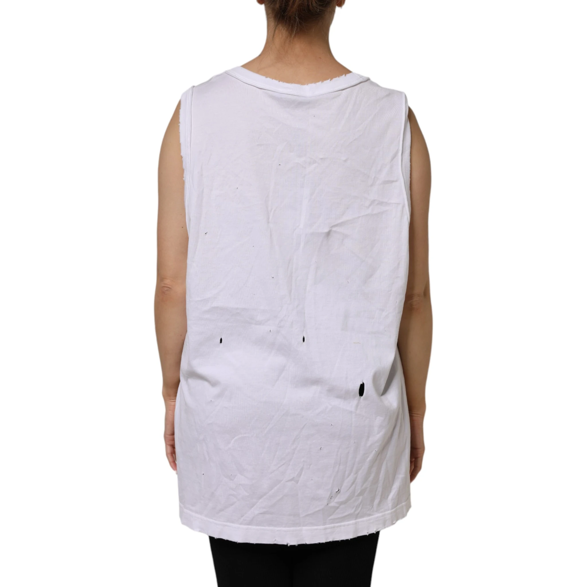 White Cotton Sleeveless Round Neck Tank Top
