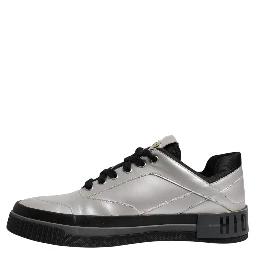 Metallic Silver Low Top Lace Up Sneakers Shoes