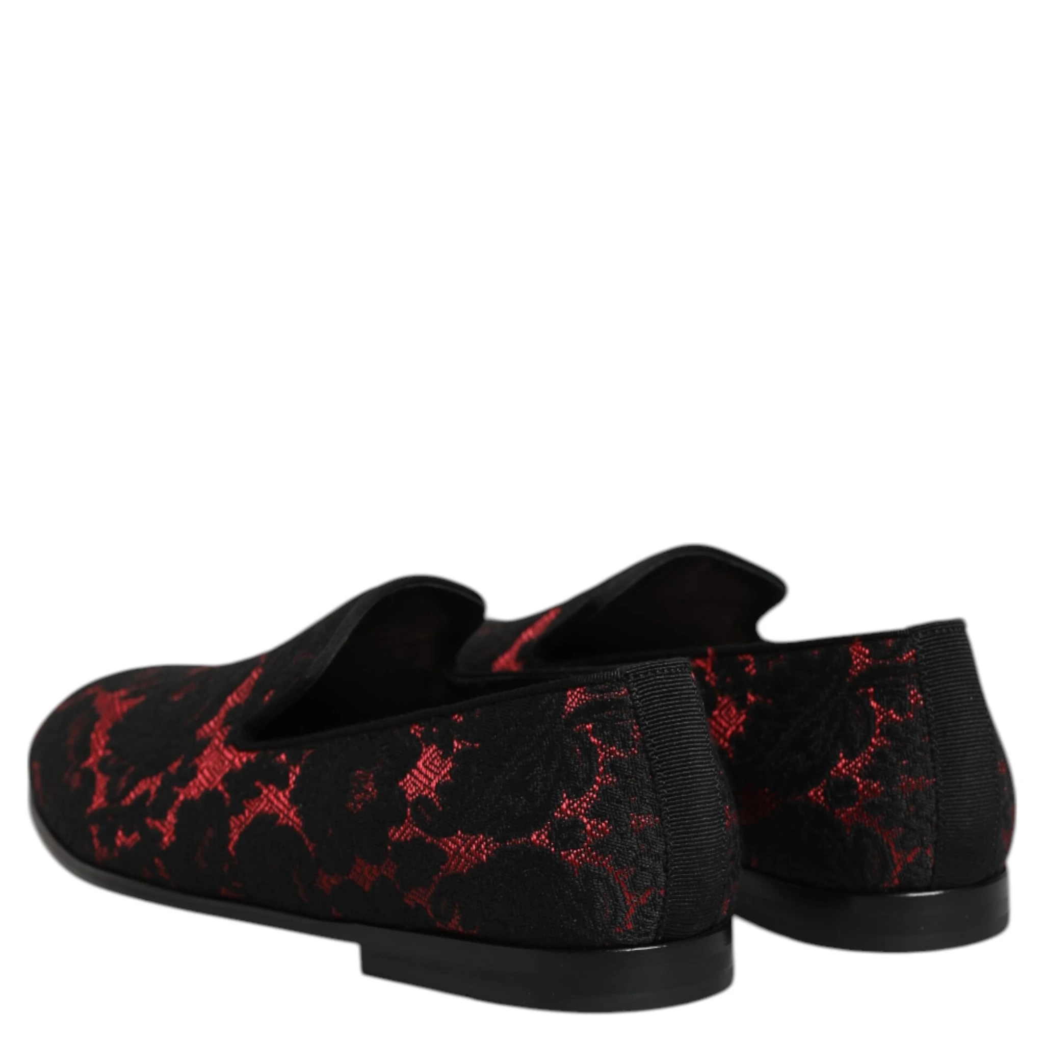 Red Black Jacquard Slip On Loafers Shoes