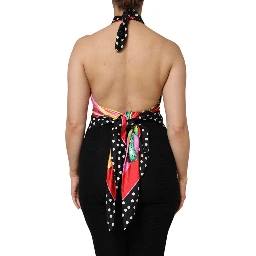 Multicolor Halter Party Evening Cropped Top