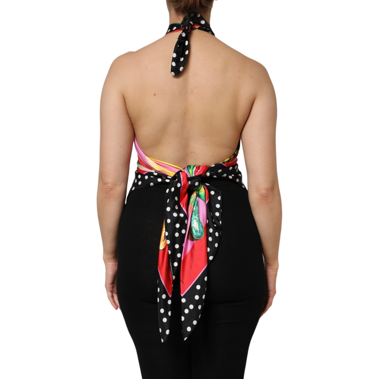 Multicolor Halter Party Evening Cropped Top