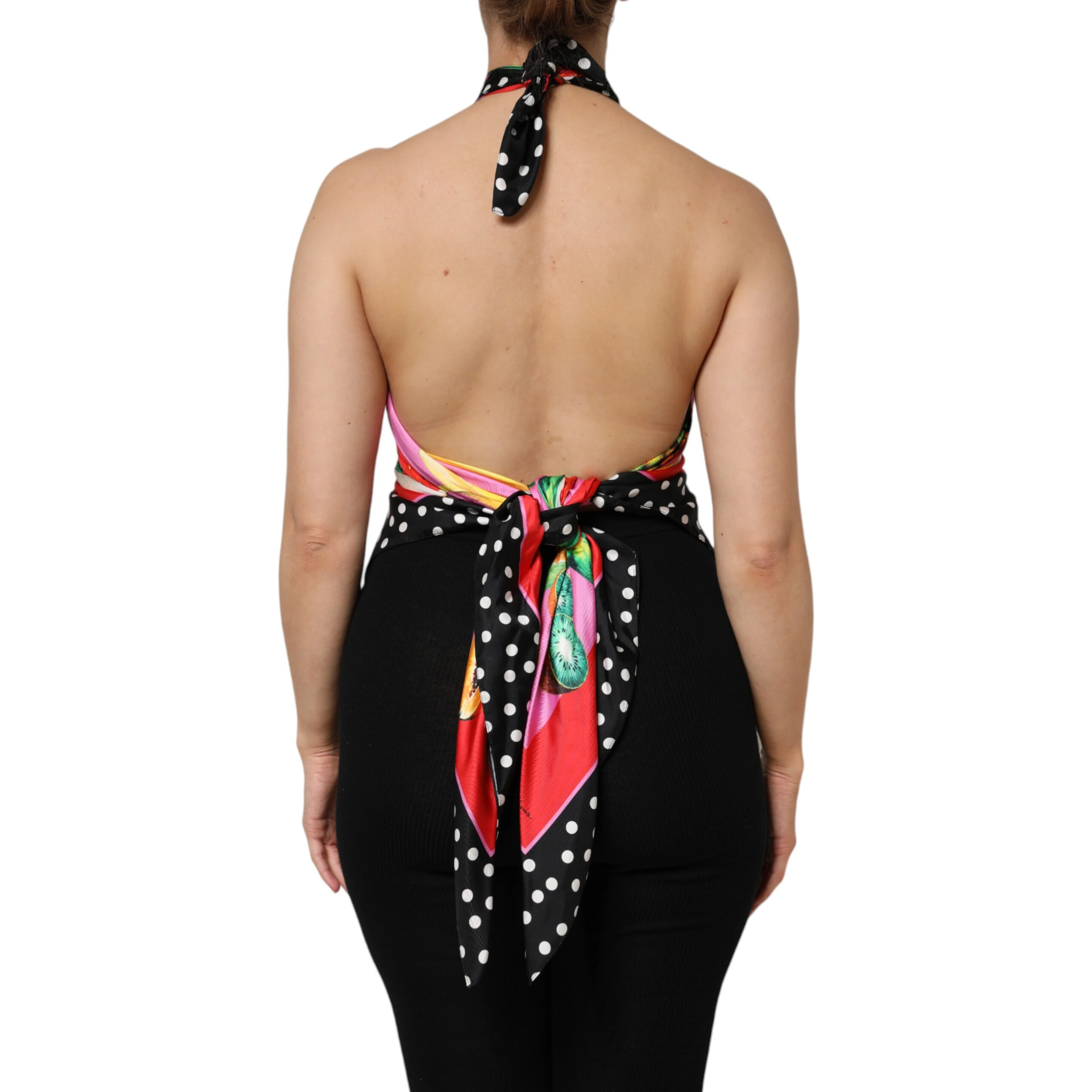 Multicolor Halter Party Evening Cropped Top