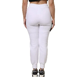 White Cotton Stretch Jogger Sweatpants Pants
