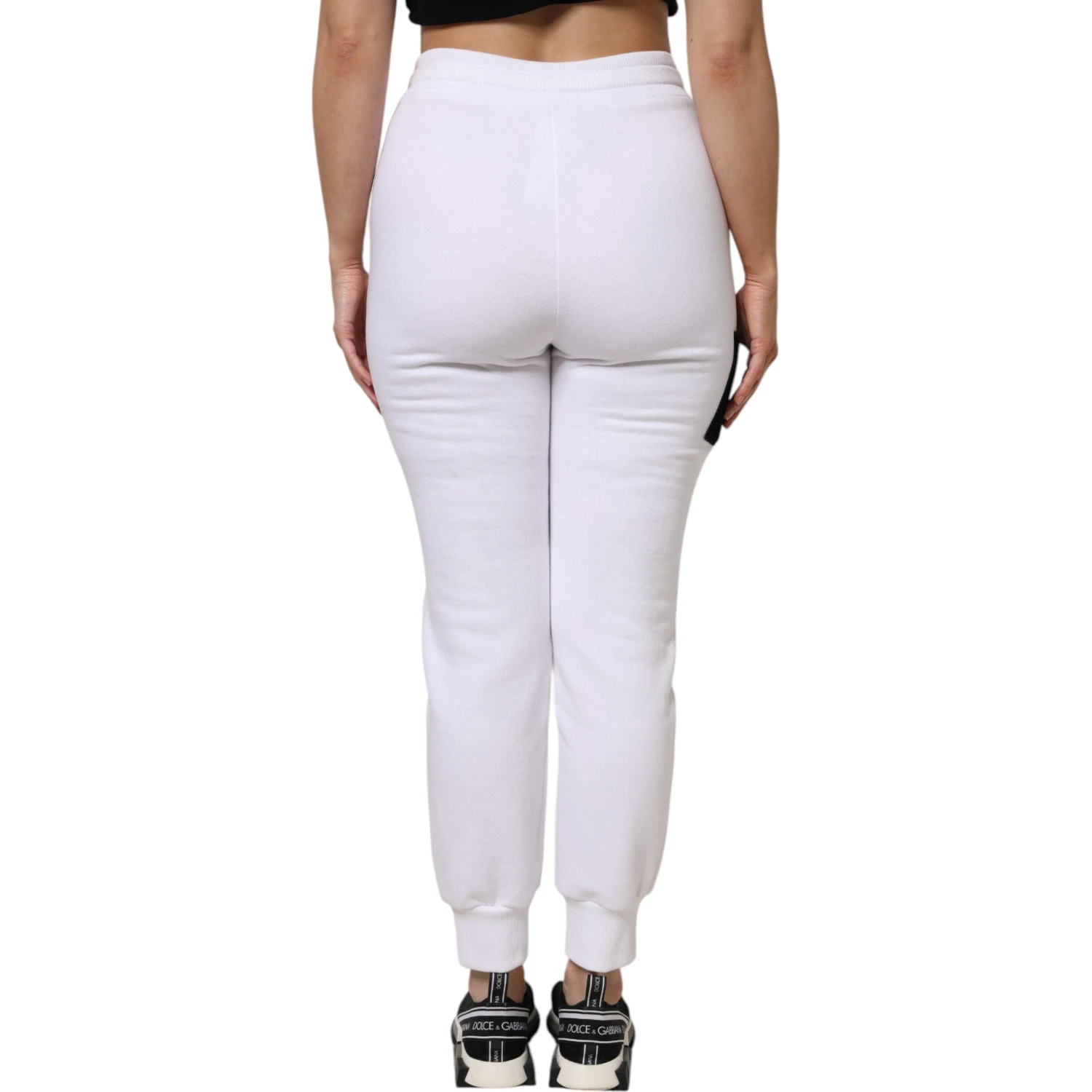 White Cotton Stretch Jogger Sweatpants Pants