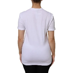 White Cotton Short Sleeves V-Neck Top T-shirt