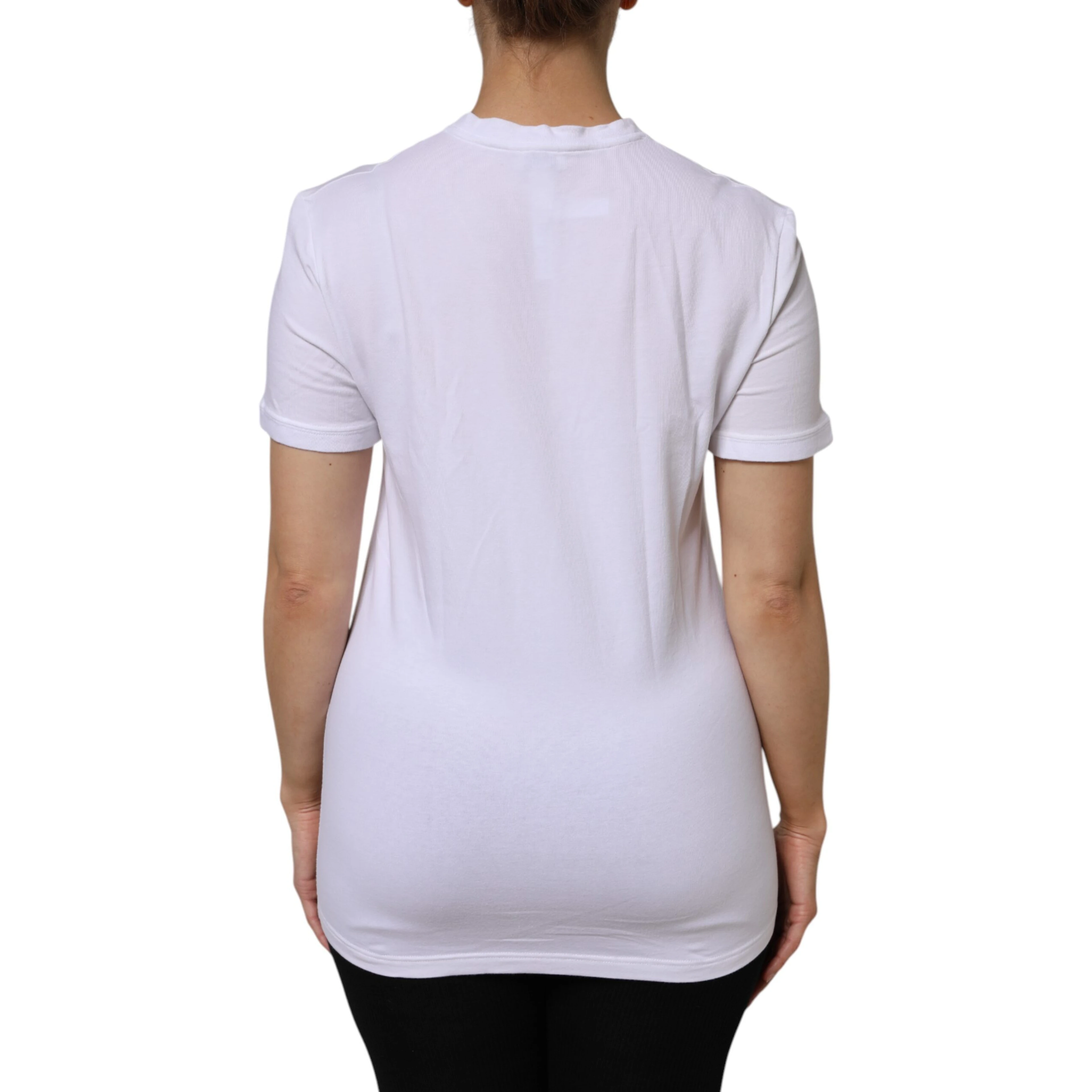 White Cotton Short Sleeves V-Neck Top T-shirt