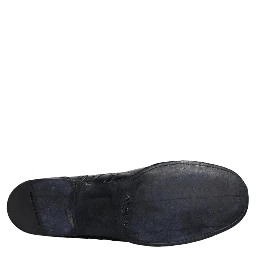 Dark Blue Leather Derby Wingtip Formal Shoes
