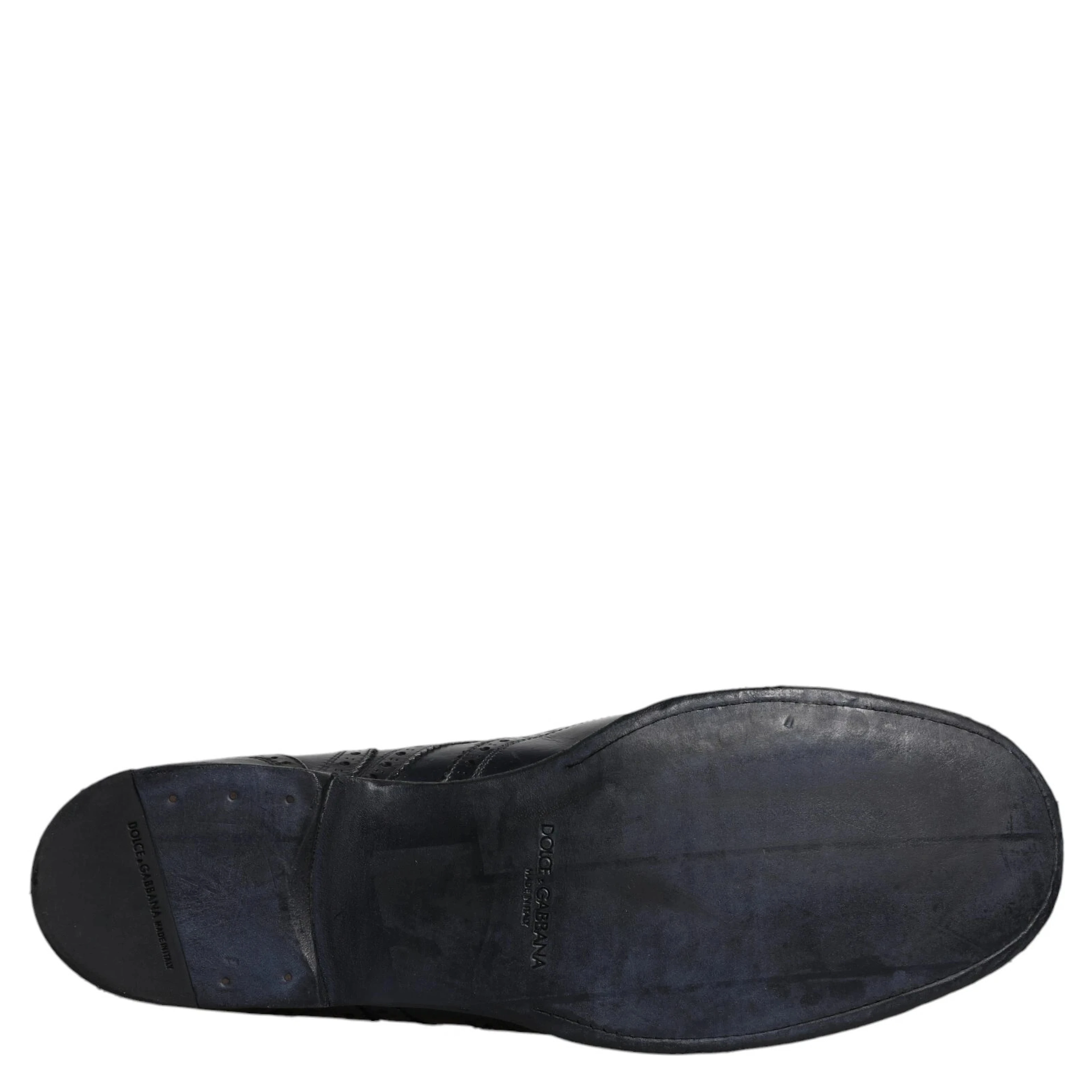 Dark Blue Leather Derby Wingtip Formal Shoes