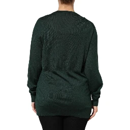 Dark Green Cashmere Silk Cardigan Sweater
