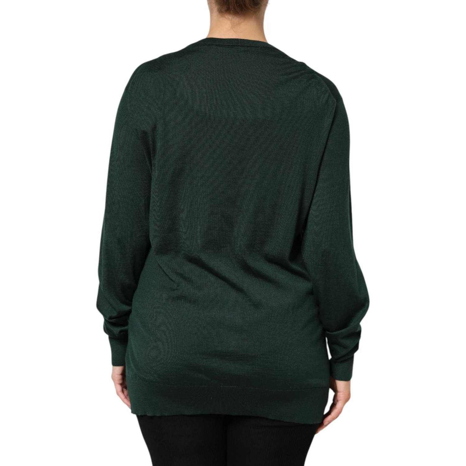 Dark Green Cashmere Silk Cardigan Sweater