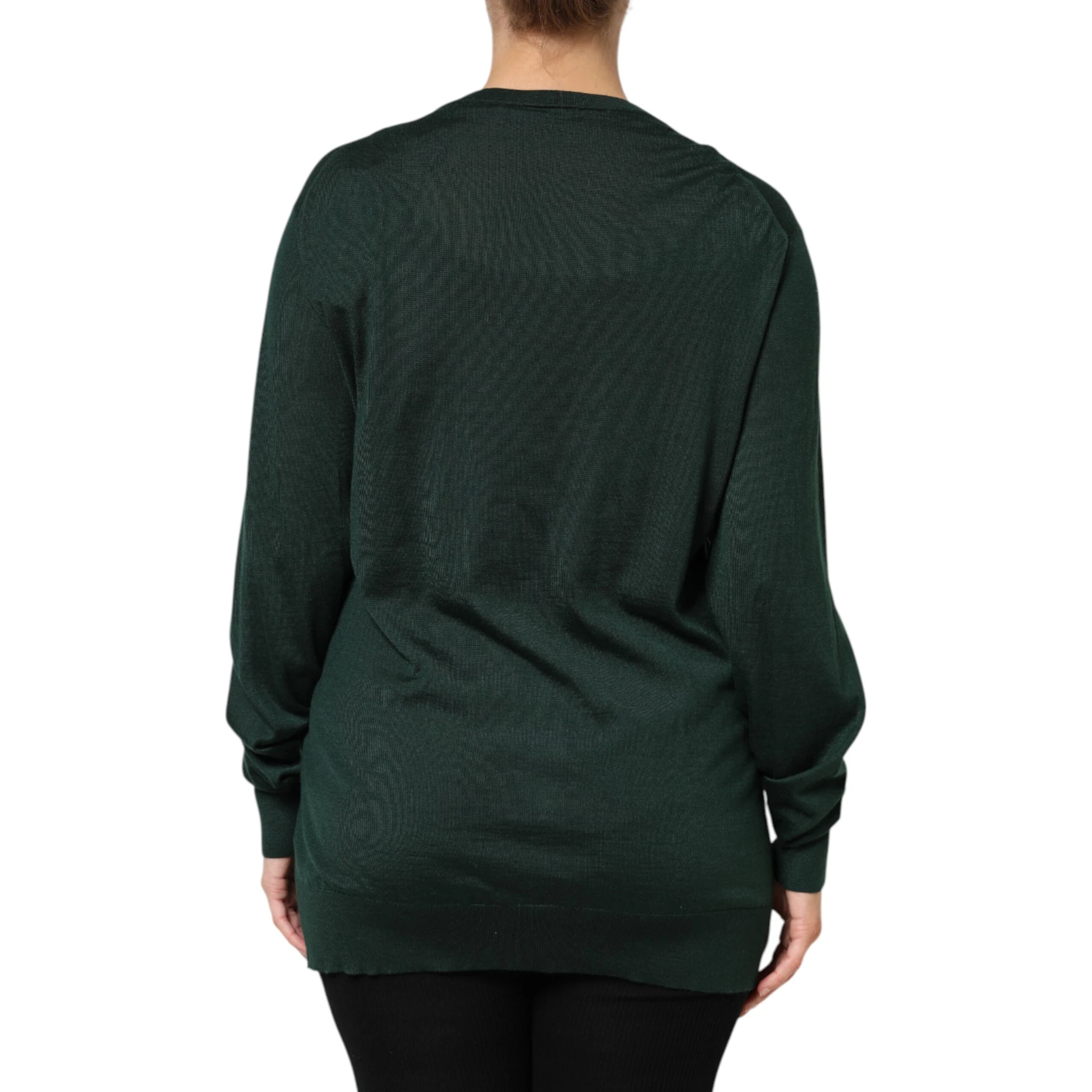 Dark Green Cashmere Silk Cardigan Sweater