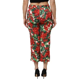 Multicolor Floral Print Cropped Pants