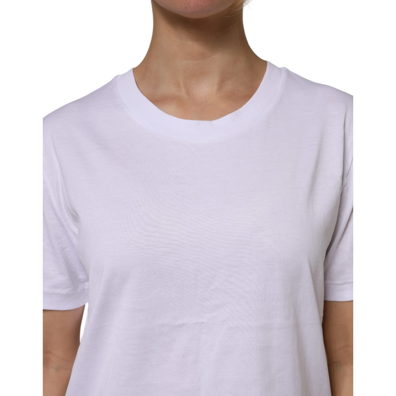White Cotton Short Sleeve Round Neck T-shirt