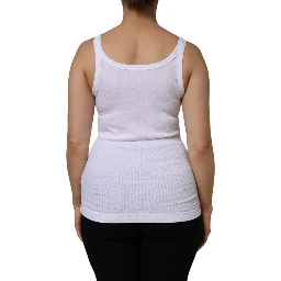 White Cotton Round Neck Sleeveless Tank Top